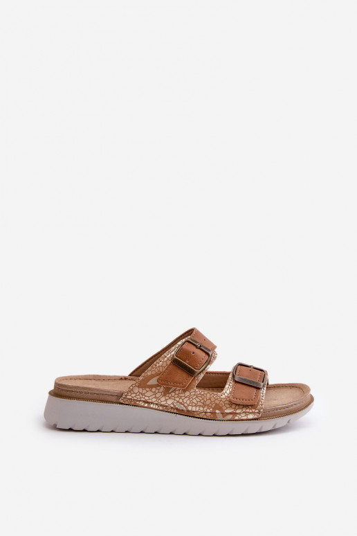 Feminino Chinelos confortáveis com fivelas Inblu CN000033 cor marrom Feminino Chinelos confortáveis com fivelas Inblu CN000033 cor marrom