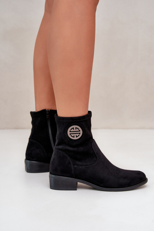 Botas femininas Preso Casal o castelo Com decorações Detalem de camurça ecológicaoParae cor preta Lerioria Botas femininas Preso Casal o castelo Com decorações Detalem de camurça ecológicaoParae cor preta Lerioria