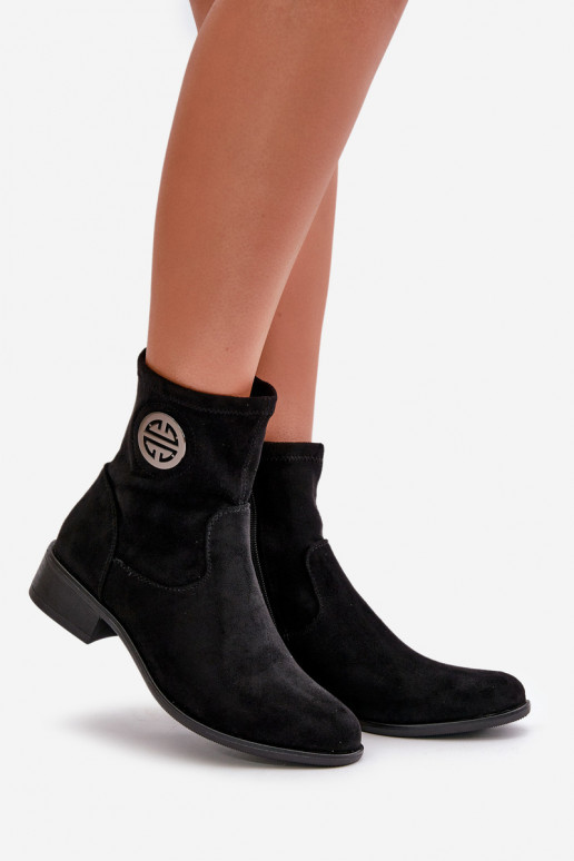 Botas femininas Preso Casal o castelo Com decorações Detalem de camurça ecológicaoParae cor preta Lerioria Botas femininas Preso Casal o castelo Com decorações Detalem de camurça ecológicaoParae cor preta Lerioria