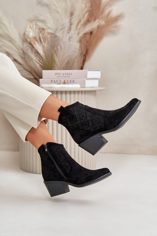 Botas a céu aberto estilo vaqueiro Casal o castelo de camurça ecológicaoParae cor preta S.Barski HY42-944