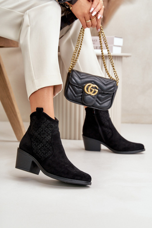 Botas a céu aberto estilo vaqueiro Casal o castelo de camurça ecológicaoParae cor preta S.Barski HY42-944