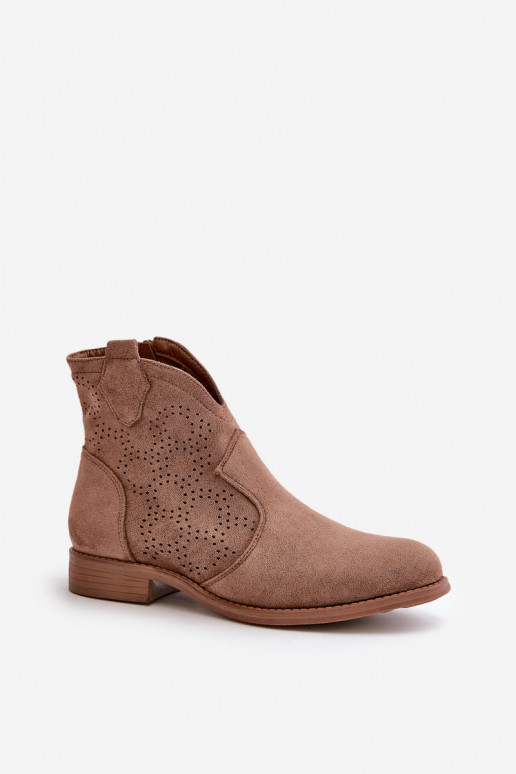 Botas a céu aberto Feminino com salto largo cor marrom S.Barski HY42-151