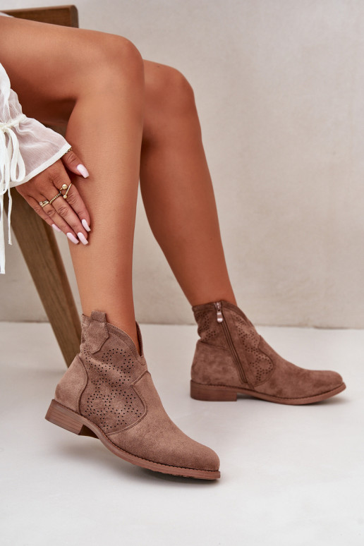 Botas a céu aberto Feminino com salto largo cor marrom S.Barski HY42-151