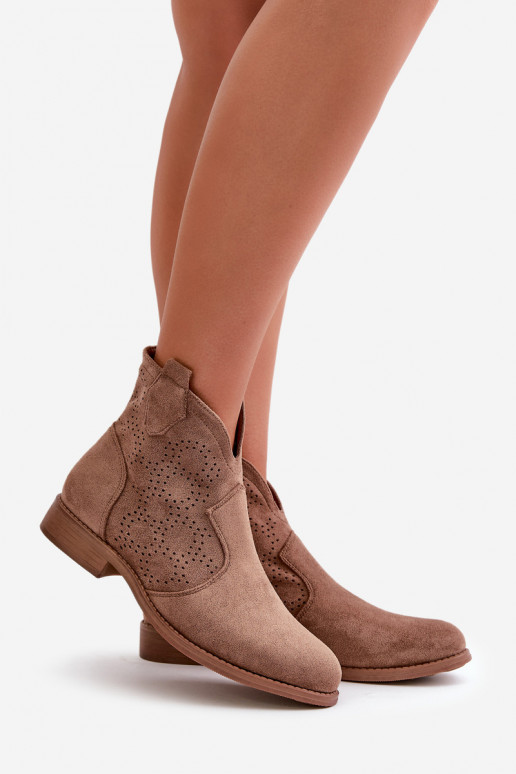 Botas a céu aberto Feminino com salto largo cor marrom S.Barski HY42-151