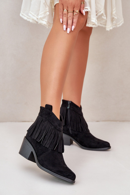 botas estilo coParaboy Feminino Casal o castelo de camurça ecológicaoParae cor preta S.Barski HY42-127