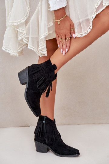 botas estilo coParaboy Feminino Casal o castelo de camurça ecológicaoParae cor preta S.Barski HY42-127 2