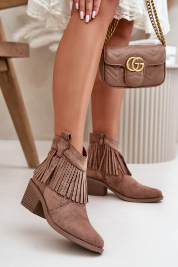 botas estilo coParaboy Feminino Casal o castelo de camurça ecológicaoParae cor marrom S.Barski HY42-127