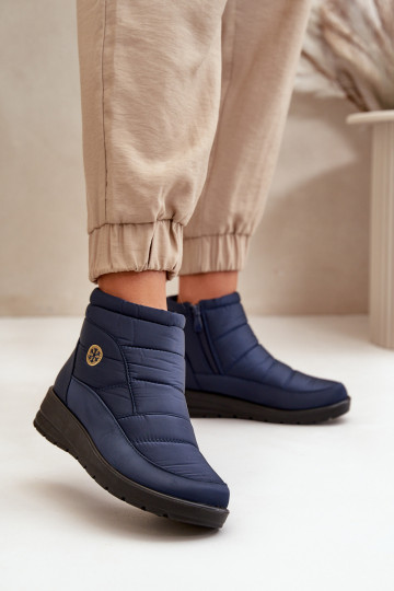 botas de neve femininas aquecidas azul escuro Helis