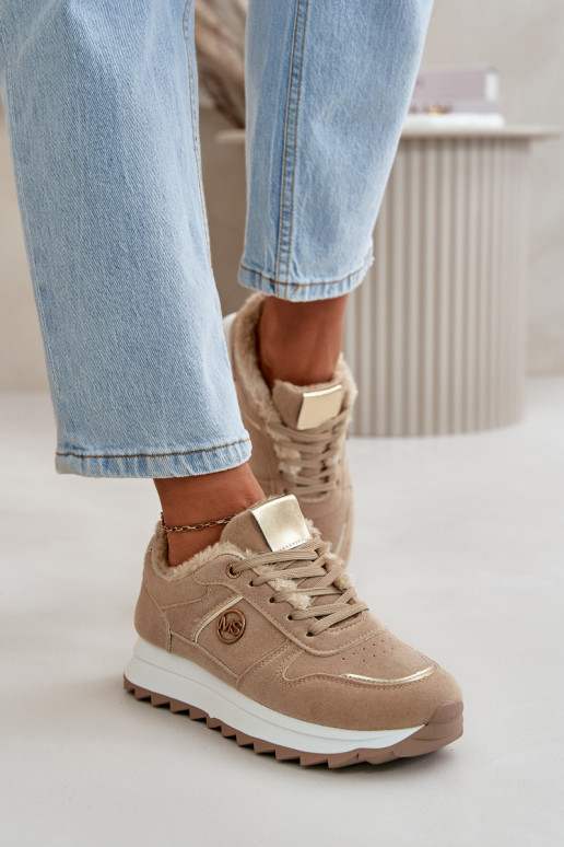 tênis Feminino aquecimento com pelo por dentro com uma plataforma cor cáqui Lerisas tênis Feminino aquecimento com pelo por dentro com uma plataforma cor cáqui Lerisas