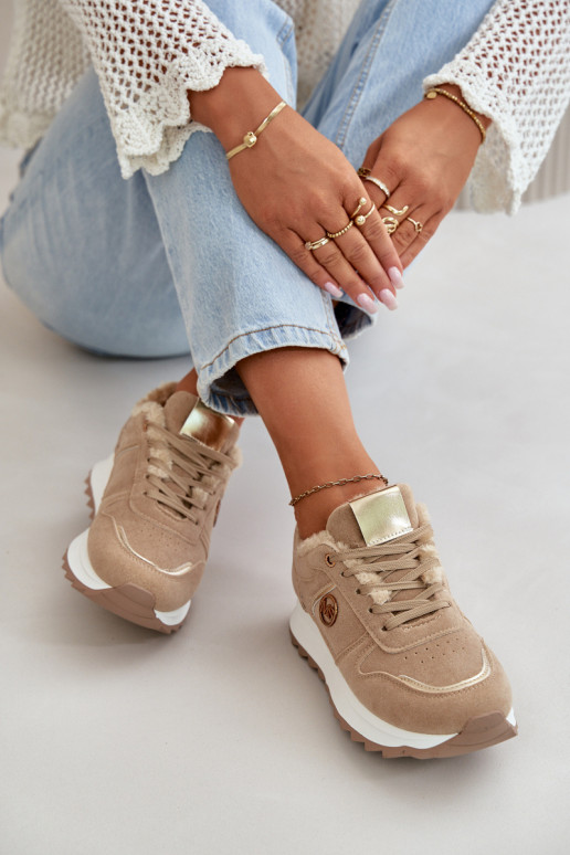 tênis Feminino aquecimento com pelo por dentro com uma plataforma cor cáqui Lerisas tênis Feminino aquecimento com pelo por dentro com uma plataforma cor cáqui Lerisas