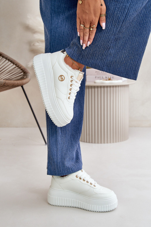 À modalo de tênis tênis Feminino aquecimento com solas maciças da moda cor branca Ardiela