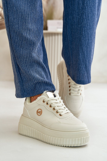 Tênis modelo sapatos calçados esportivos femininos aquecidos com solas maciças da moda bege Ardiela 2