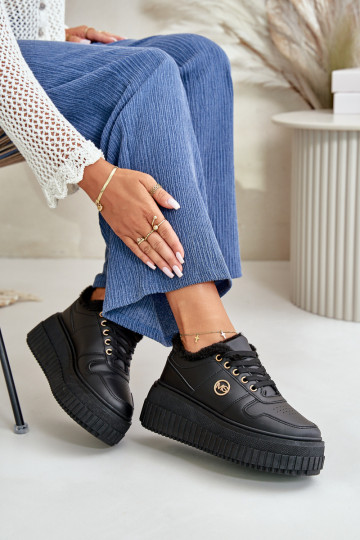 À modalo de tênis tênis Feminino aquecimento com solas maciças da moda cor preta Verissha