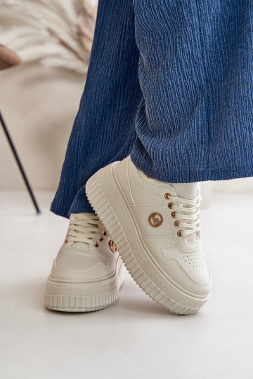 Tênis modelo sapatos esportivos femininos quentes com solas maciças da moda bege Verissha 2