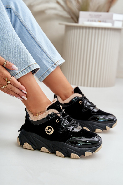 Feminino tênis com atacadores aquecimento com uma plataforma cor preta Verioras Feminino tênis com atacadores aquecimento com uma plataforma cor preta Verioras