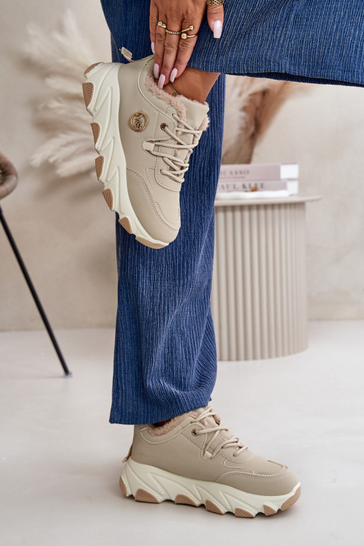 aquecimento tênis Feminino com atacadores com uma plataforma bege Bialoa aquecimento tênis Feminino com atacadores com uma plataforma bege Bialoa