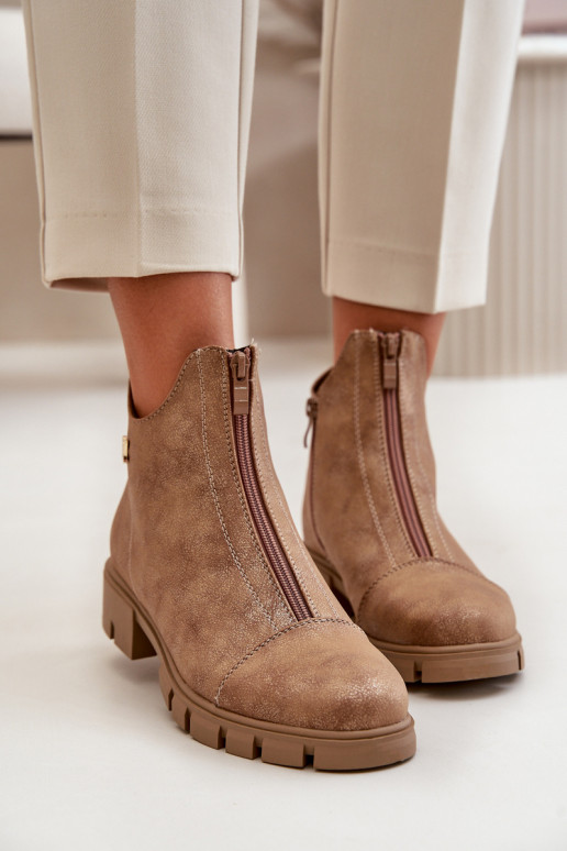 aquecimento Botas femininas Z Przetarciami Eko Pele marrom-cor dourada Verietta