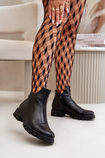 aquecimento Botas femininas de couro ecológico cor preta Verietta