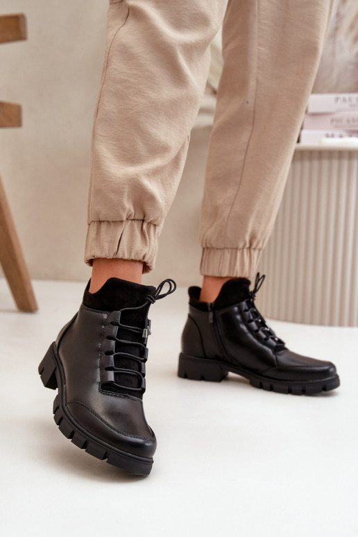 sapatos de salto baixo para mulheres aquecimento de couro ecológico cor preta Erisabelle sapatos de salto baixo para mulheres aquecimento de couro ecológico cor preta Erisabelle