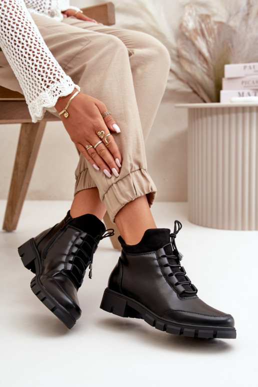 sapatos de salto baixo para mulheres aquecimento de couro ecológico cor preta Erisabelle sapatos de salto baixo para mulheres aquecimento de couro ecológico cor preta Erisabelle