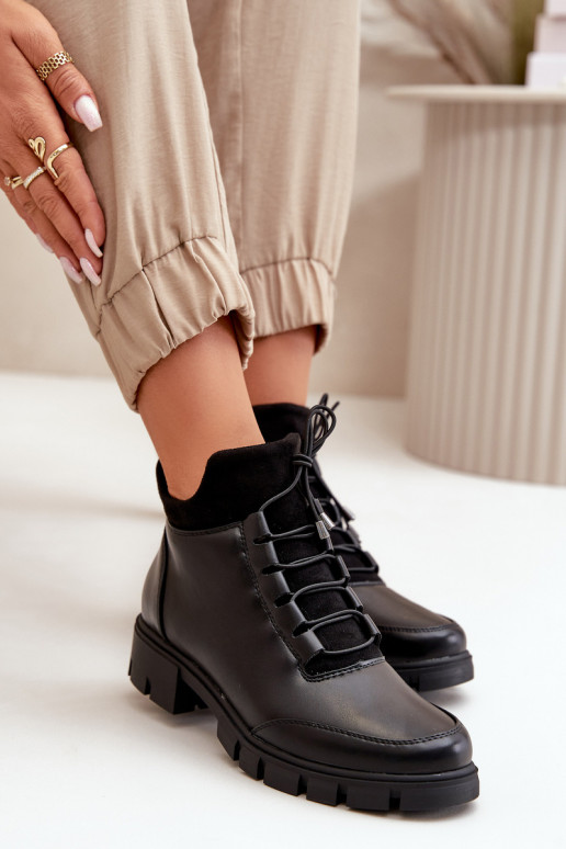 sapatos de salto baixo para mulheres aquecimento de couro ecológico cor preta Erisabelle sapatos de salto baixo para mulheres aquecimento de couro ecológico cor preta Erisabelle