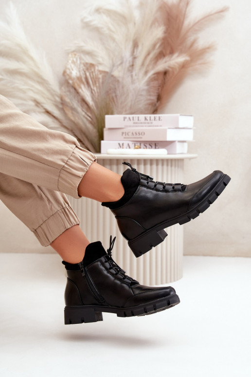 sapatos de salto baixo para mulheres aquecimento de couro ecológico cor preta Erisabelle sapatos de salto baixo para mulheres aquecimento de couro ecológico cor preta Erisabelle