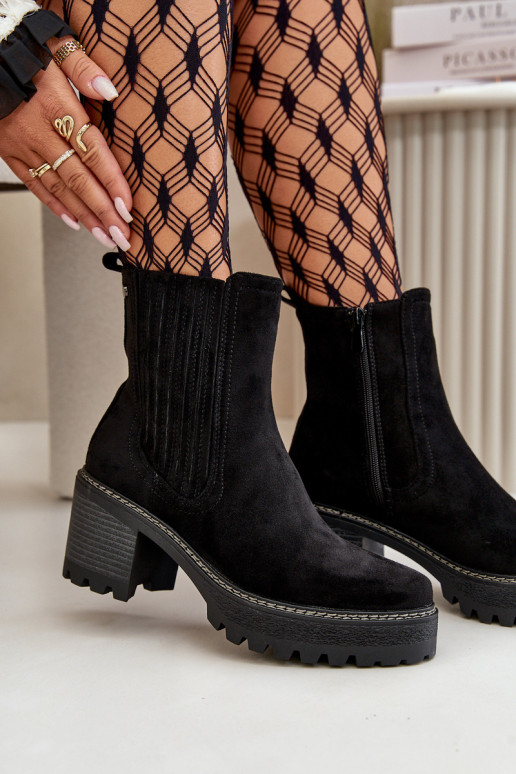 Botas femininas Z de camurça ecológicau aquecimento cor preta Nevitas