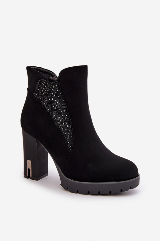 aquecimento Botas femininas Em um posto alto Z Haftem cor preta Verissae