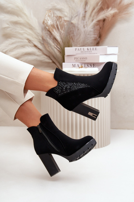 aquecimento Botas femininas Em um posto alto Z Haftem cor preta Verissae