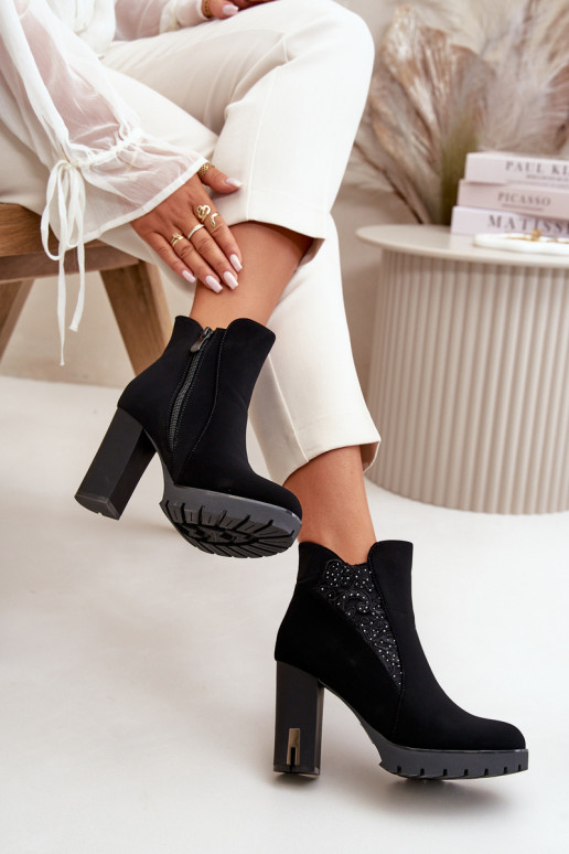 aquecimento Botas femininas Em um posto alto Z Haftem cor preta Verissae