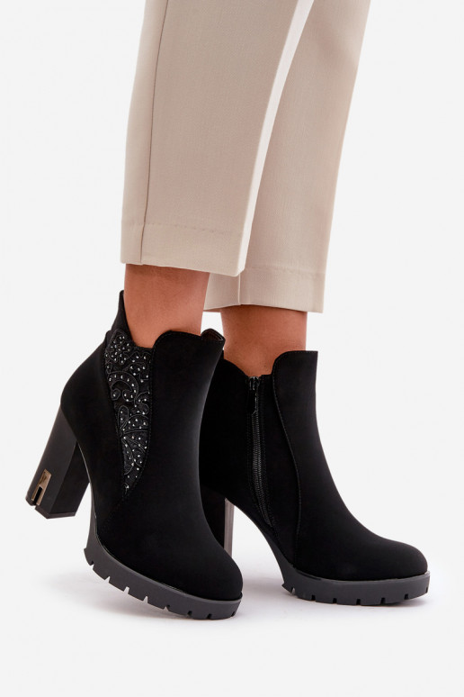 aquecimento Botas femininas Em um posto alto Z Haftem cor preta Verissae