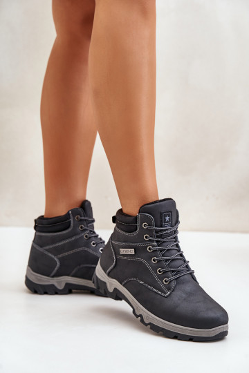 botas de caminhada para homens aquecimento de couro ecológico azul escuro Neramia