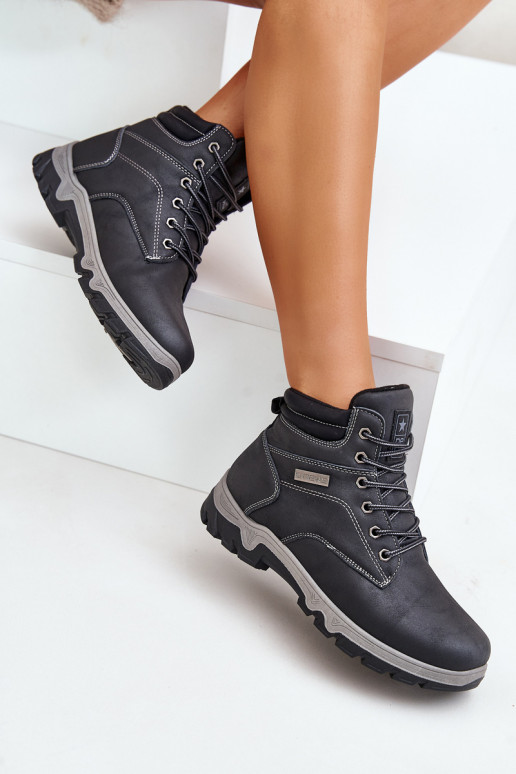 botas de caminhada para homens aquecimento de couro ecológico azul escuro Neramia botas de caminhada para homens aquecimento de couro ecológico azul escuro Neramia