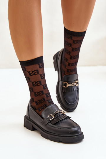 mocassins femininos com enfeites Eko Pele cor preta Tialorae