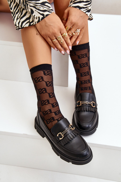 mocassins femininos com enfeites Eko Pele cor preta Tialorae