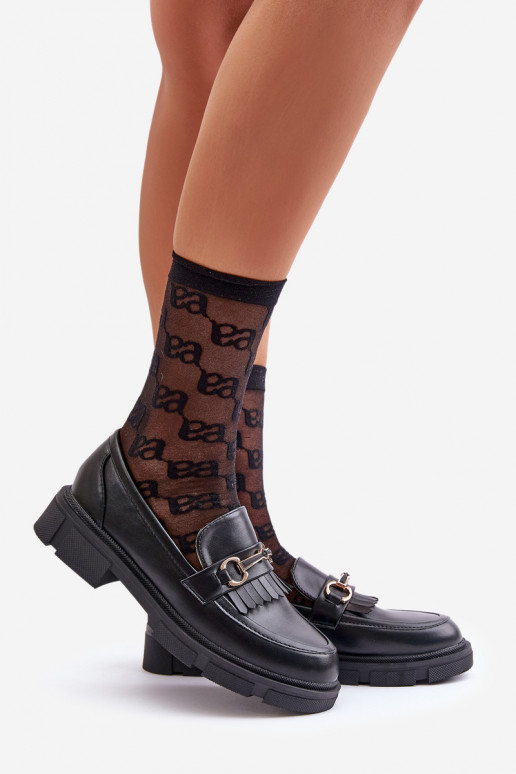 mocassins femininos com enfeites Eko Pele cor preta Tialorae