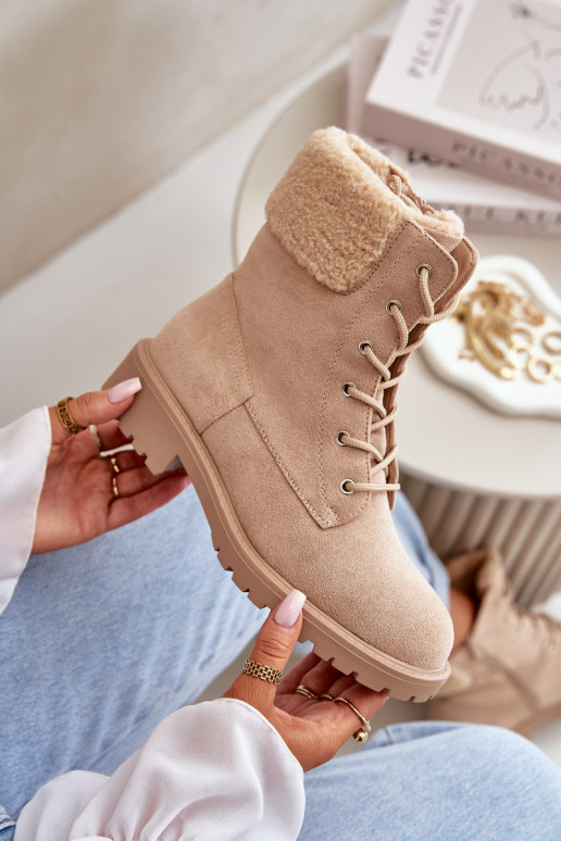 Botins de trabalho aquecidos femininos To the Castle cor bege Mivael