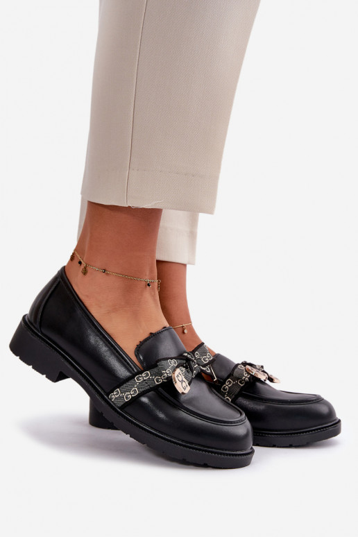 Feminino Mocassins com fitas S.Barski HY42-331 cor preta