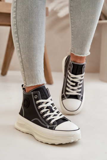 Sapatos casuais com plataforma em couro sintético Big Star OO274063 na cor preta