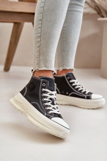 Sapatos casuais com plataforma em couro sintético Big Star OO274063 na cor preta 2