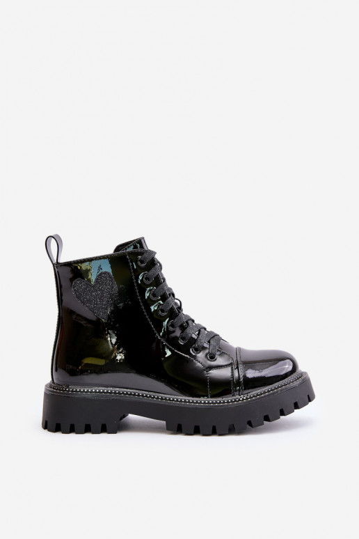 com efeito verniz Botas femininas Casal o castelo Com decorações com coraçõesm cor preta Obeena com efeito verniz Botas femininas Casal o castelo Com decorações com coraçõesm cor preta Obeena