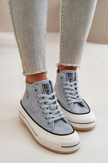 Sapatos casuais acolchoados com plataforma em couro sintético Big Star OO274069 na cor azul 2