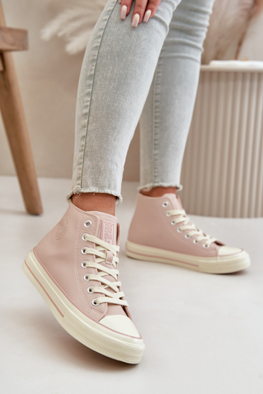 Sapatos de lazer aquecimento de couro ecológico cor rosa Big Star OO274933 Sapatos de lazer aquecimento de couro ecológico cor rosa Big Star OO274933
