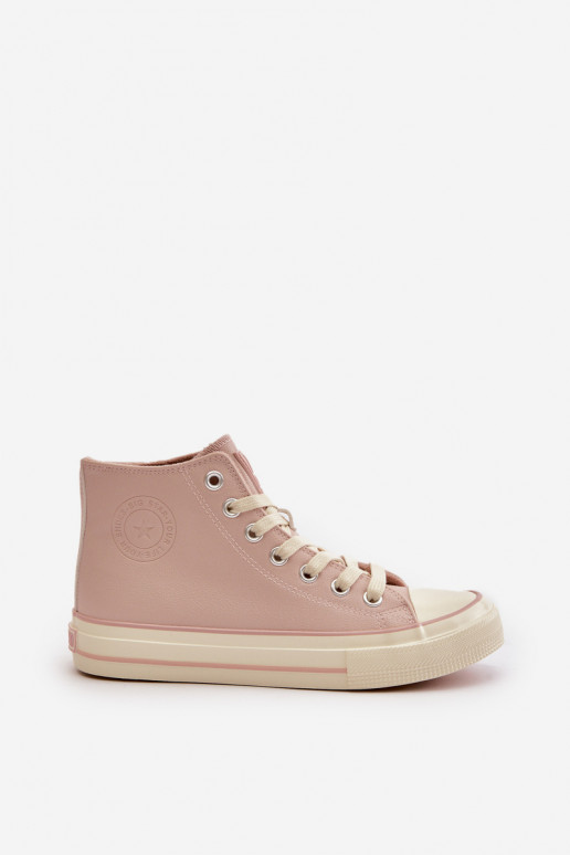 Sapatos de lazer aquecimento de couro ecológico cor rosa Big Star OO274933 Sapatos de lazer aquecimento de couro ecológico cor rosa Big Star OO274933