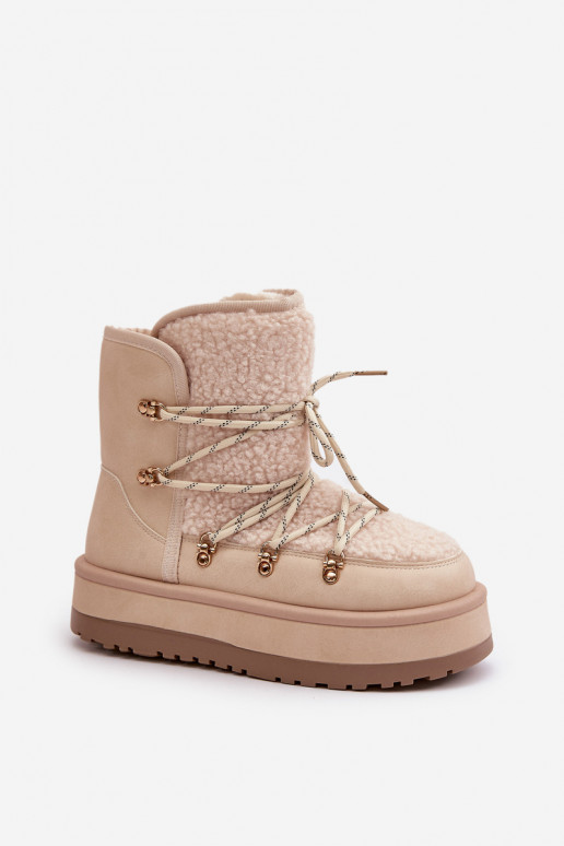 Botas de neve Feminino com plataforma e detalhes elegantes cor de marfim Riaviana