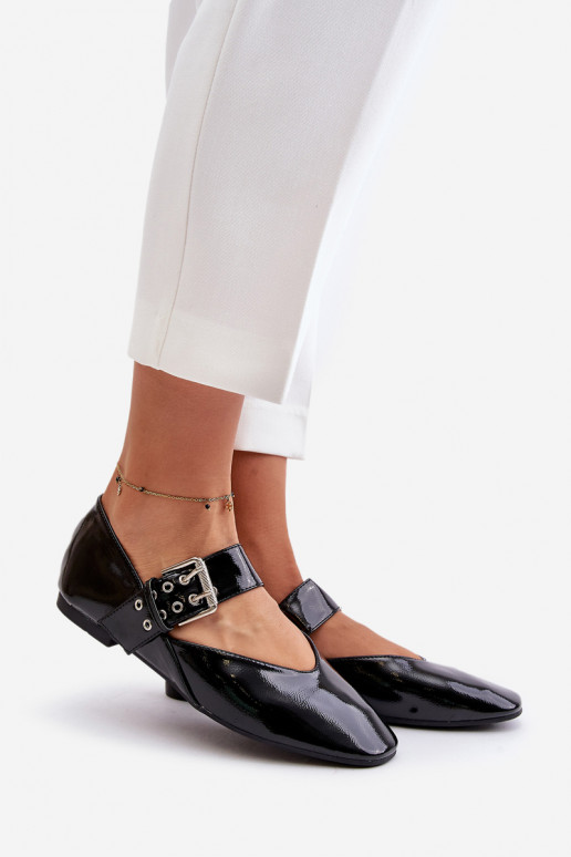 Bailarinas lacadas com alças cor preta Azirae