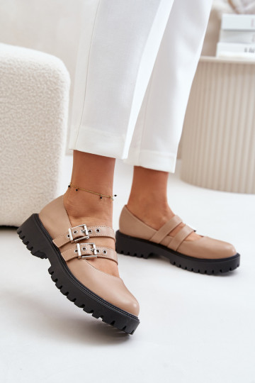 sapato Feminino com listras Eko Pele bege Terione