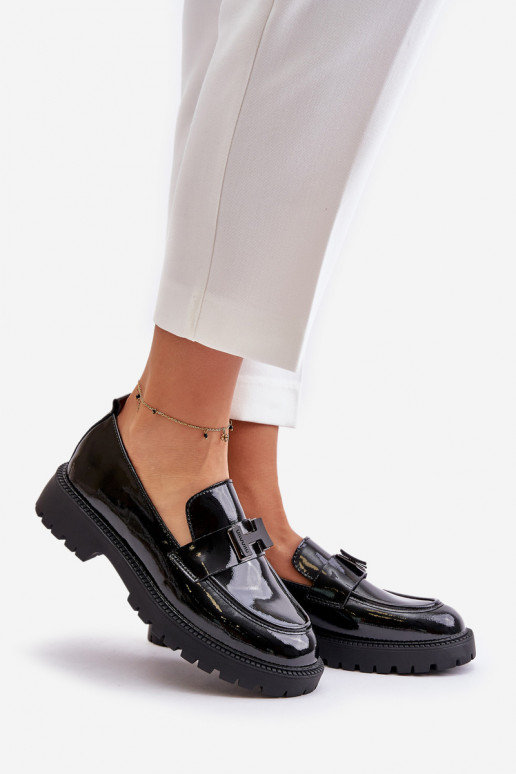 mocassins femininos com efeito verniz Vinceza 62187 cor preta mocassins femininos com efeito verniz Vinceza 62187 cor preta