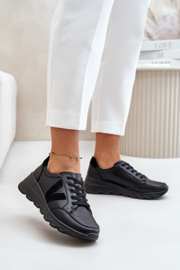 Calçado desportivo de couro feminino Vinceza 7918 preto 2