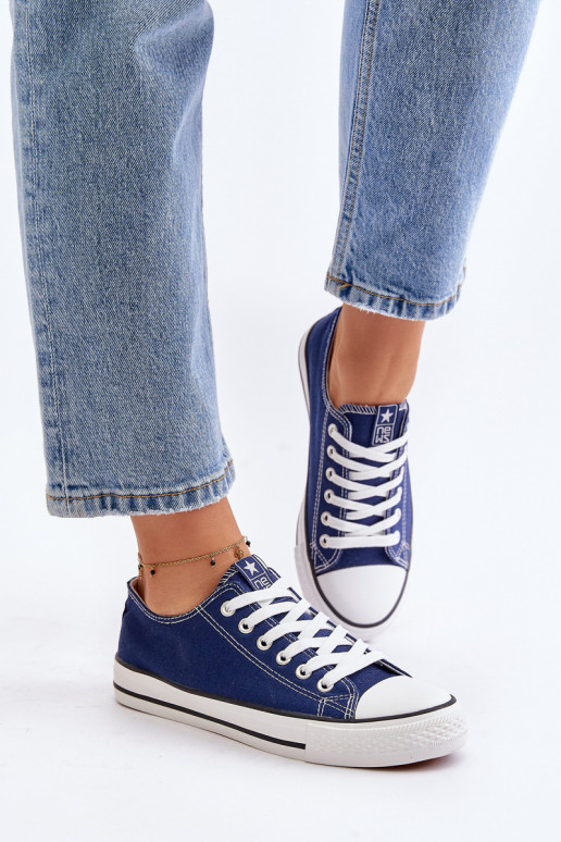 Sapatos de lazer modelo clássico feminino na cor azul escuro Ecoma